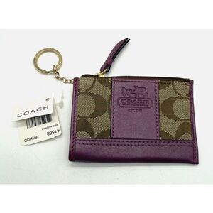 Coach Mini Skinny Id Case 41568 Orchid Khaki Signature Jacquard Leather …